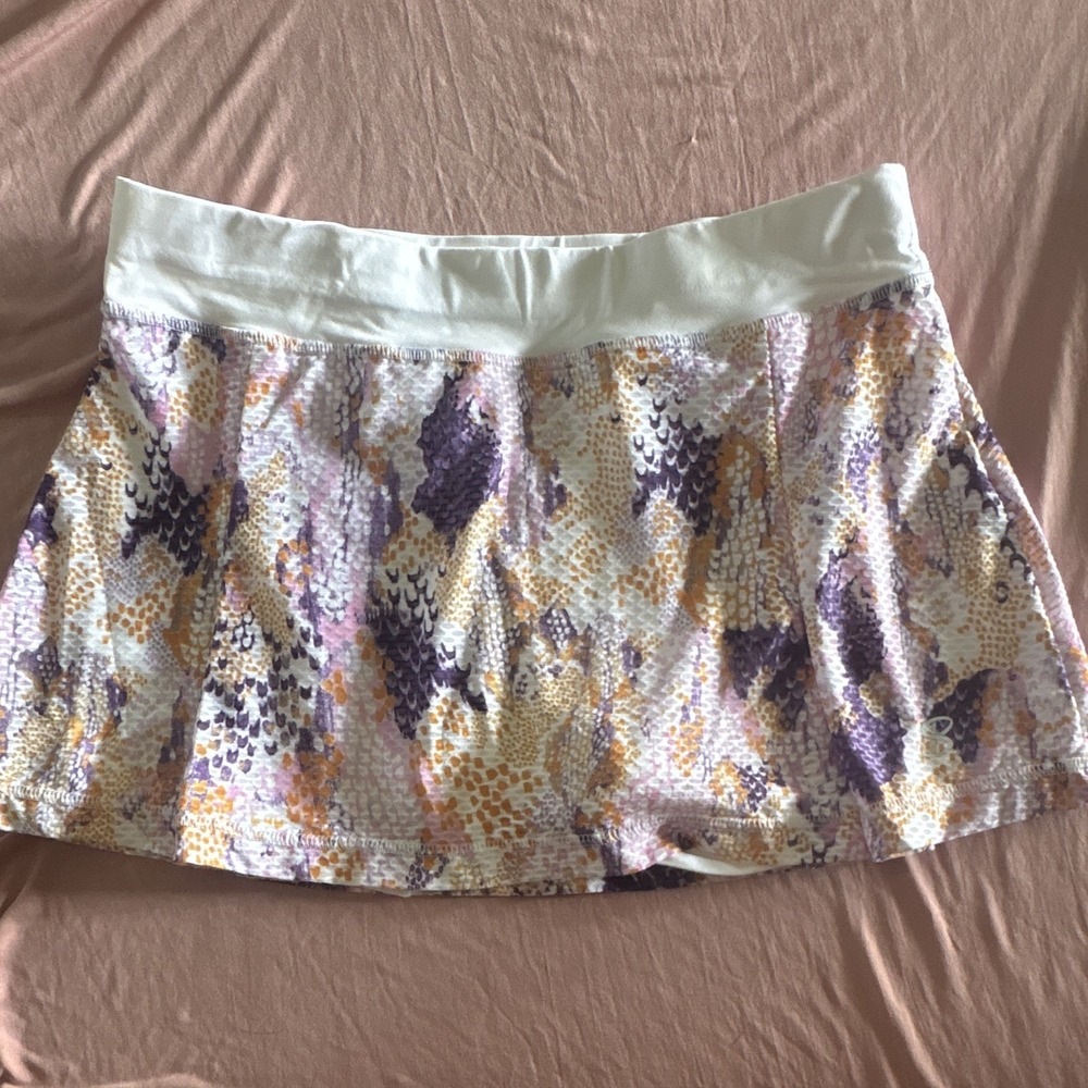 Sofibella Womens Tennis Golf Skort Geometric Stretch Pull On Multicolor Medium